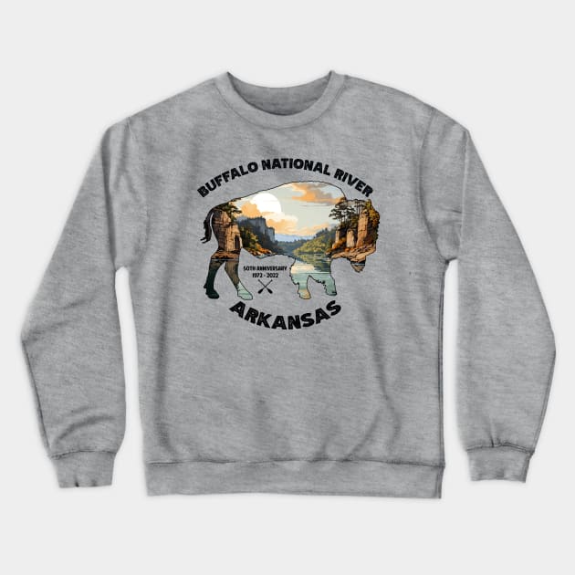 Buffalo National River 50th Anniversary Design Crewneck Sweatshirt by Arkansas Shop